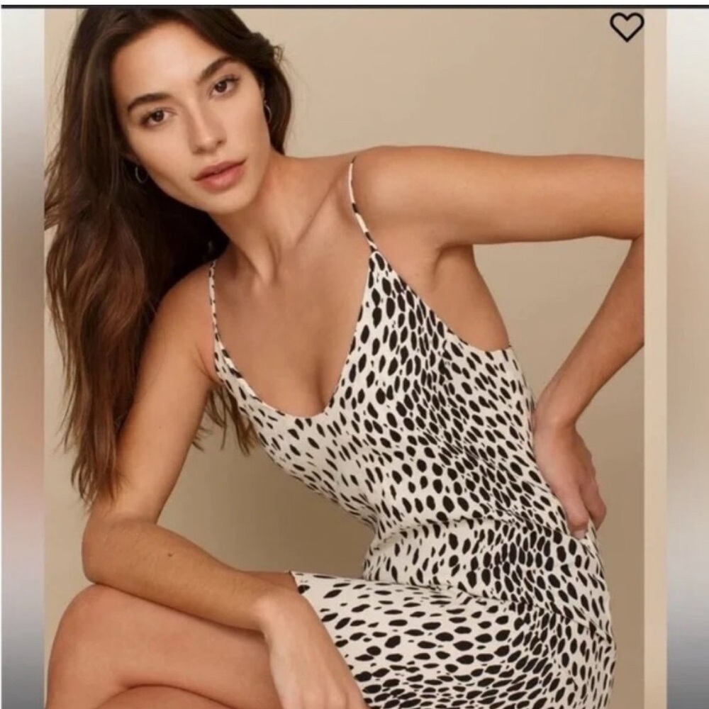 Reformation Cream and Black Patterned Dress